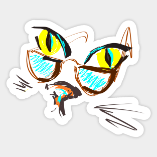 cat in glasses Sticker